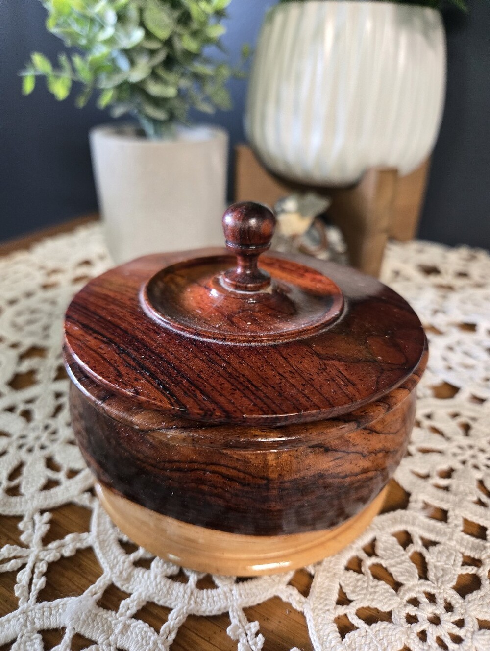 Hand-Turned Wooden Lidded Trinket Box